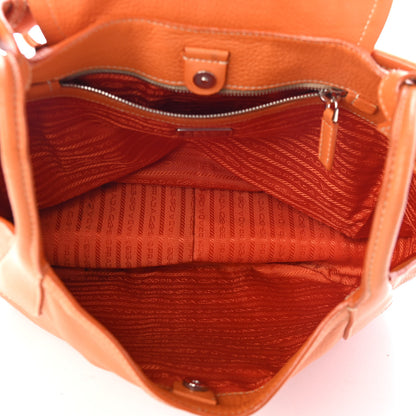 Prada Vitello Daino Lizard Shoulder Bag Orange 4 of 4
