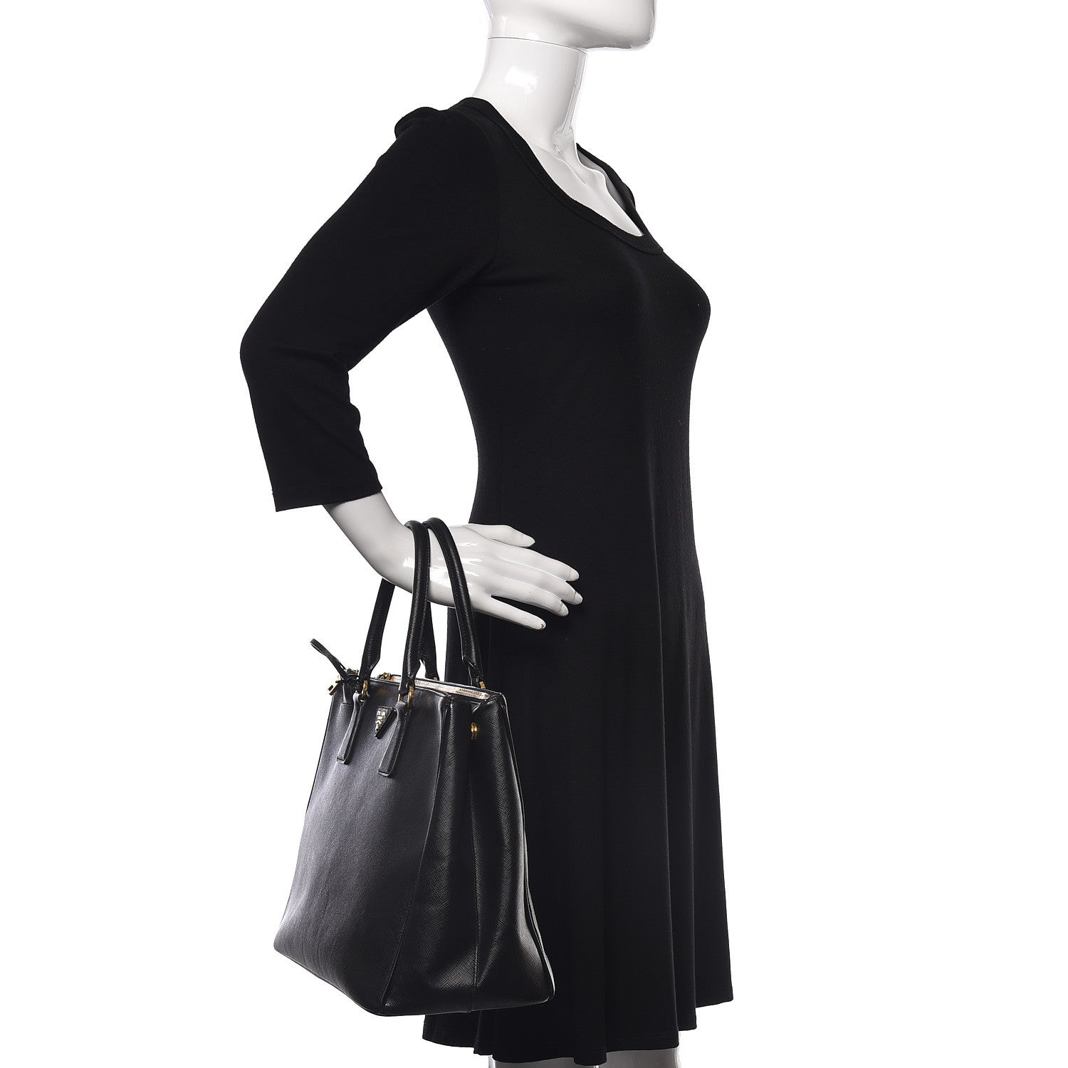 Prada Saffiano Medium Galleria Double Zip Tote Black 2 of 12