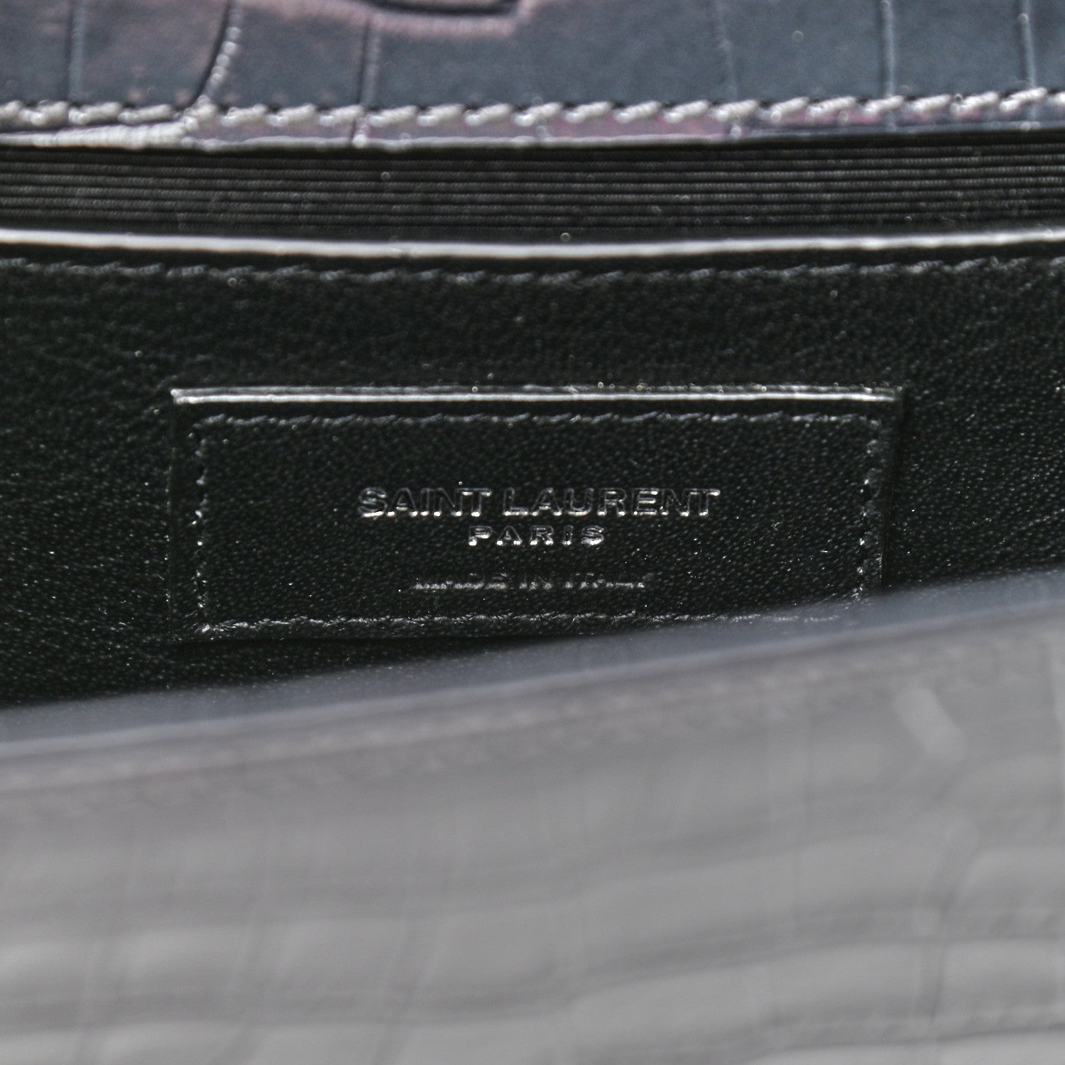 Saint Laurent Calfskin Crocodile Embossed Small Classic Monogram Kate Tassel Satchel Smog 6 of 10
