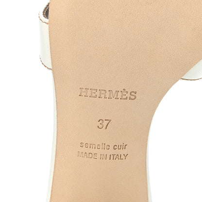 Hermes Calfskin Oasis Sandals 37 White 7 of 10