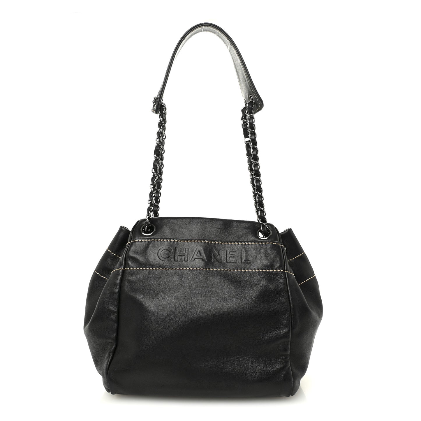 Lambskin Lax Accordion Shoulder Bag Black