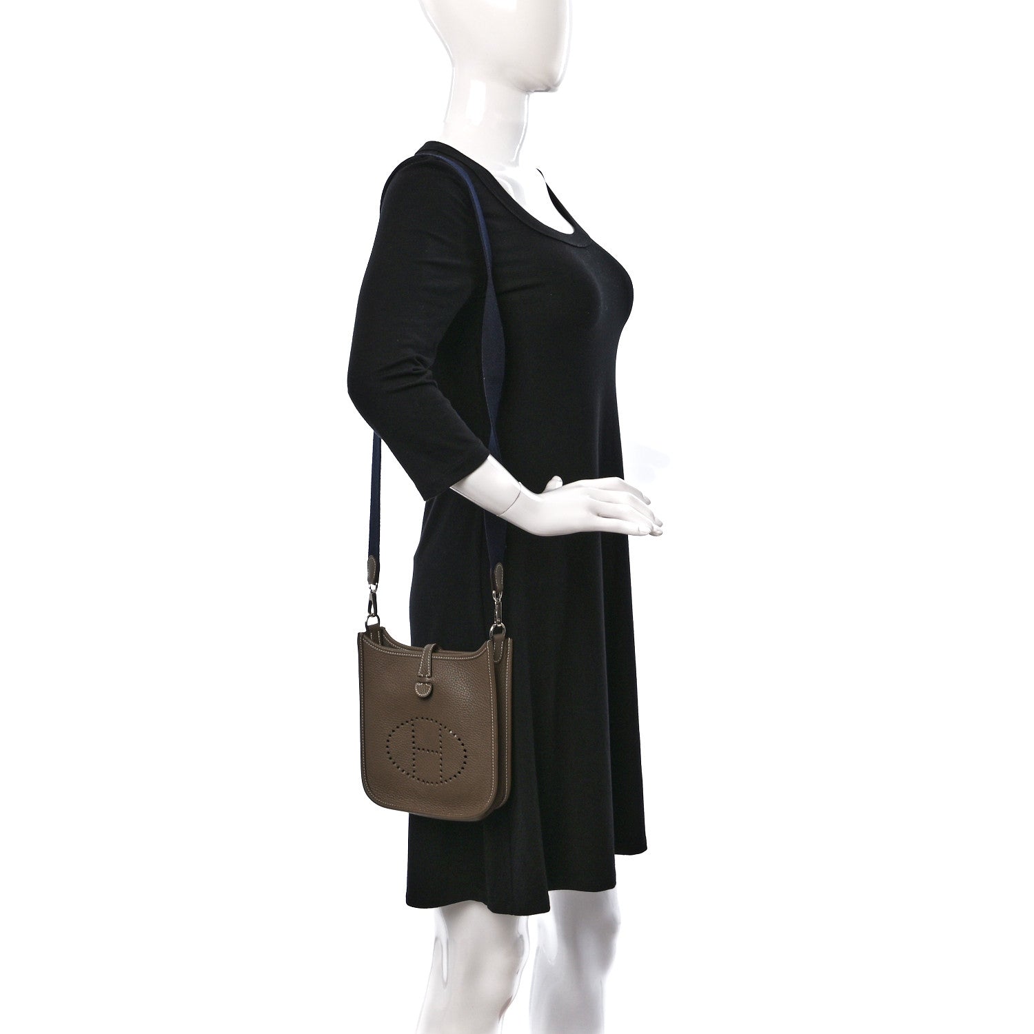 Hermes Taurillon Clemence Amazone Evelyne TPM Etoupe Bleu Indigo 2 of 10