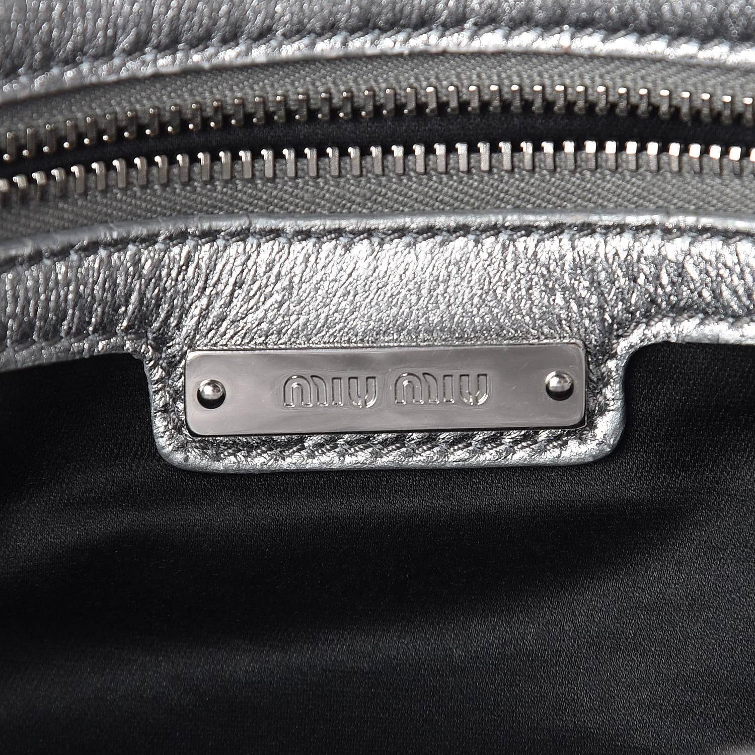Miu Miu Metallic Nappa Matelasse Crystal Flap Clutch Cromo 6 of 10
