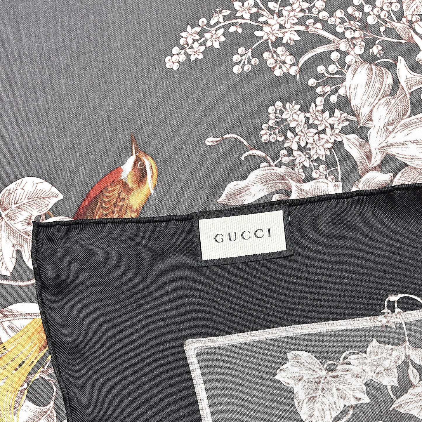 Silk Twill Wondergardenia Square Scarf Anthracite
