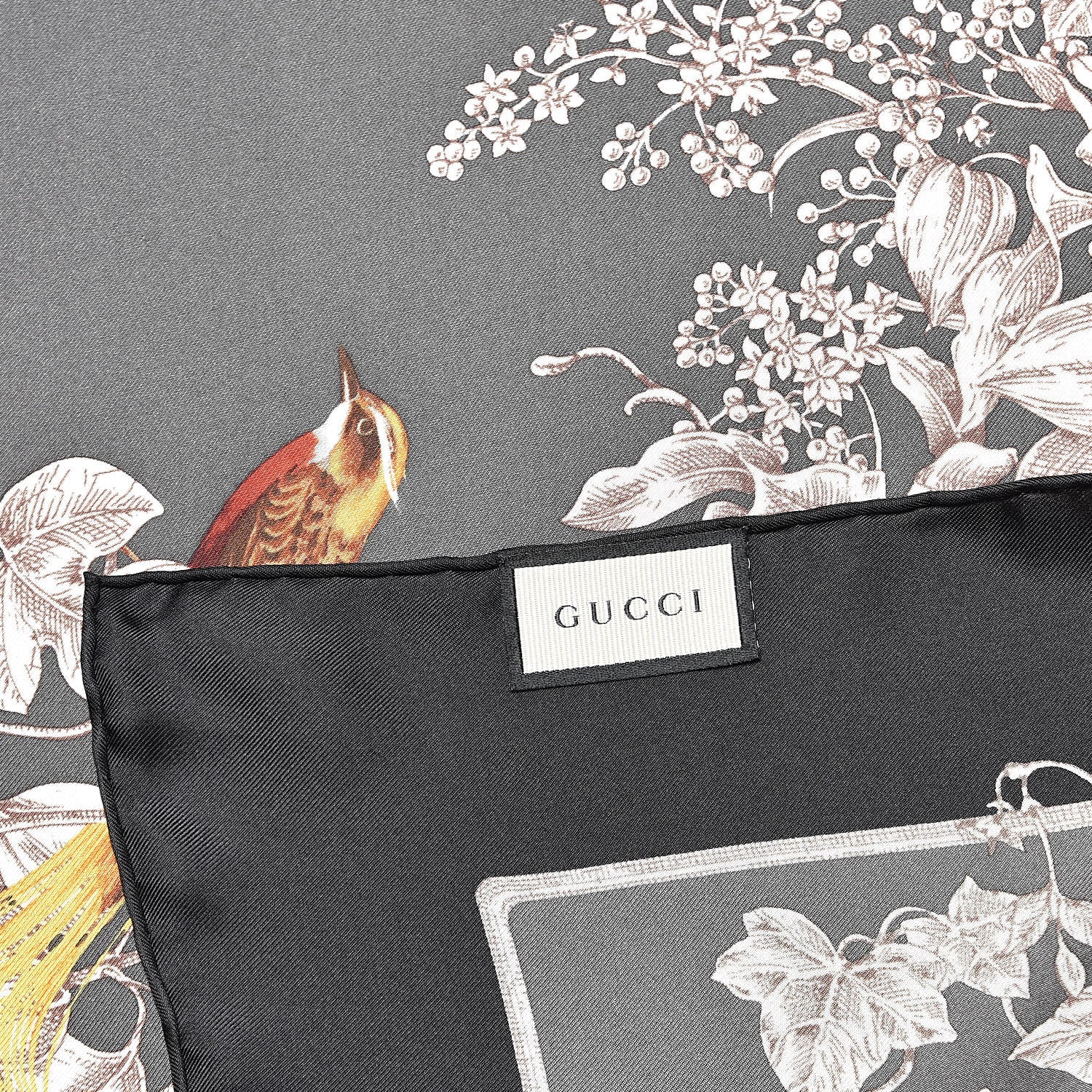 Gucci Silk Twill Wondergardenia Square Scarf Anthracite 3 of 4