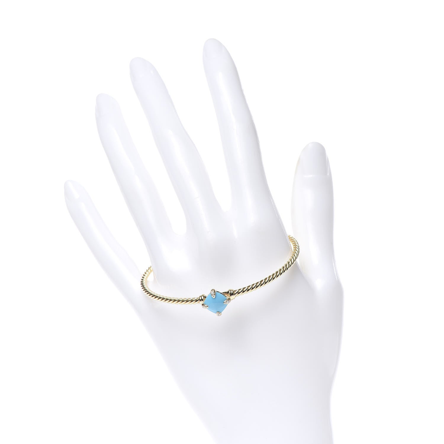 David Yurman 18K Yellow Gold Diamond Turquoise Chatelaine Bracelet 2 of 4