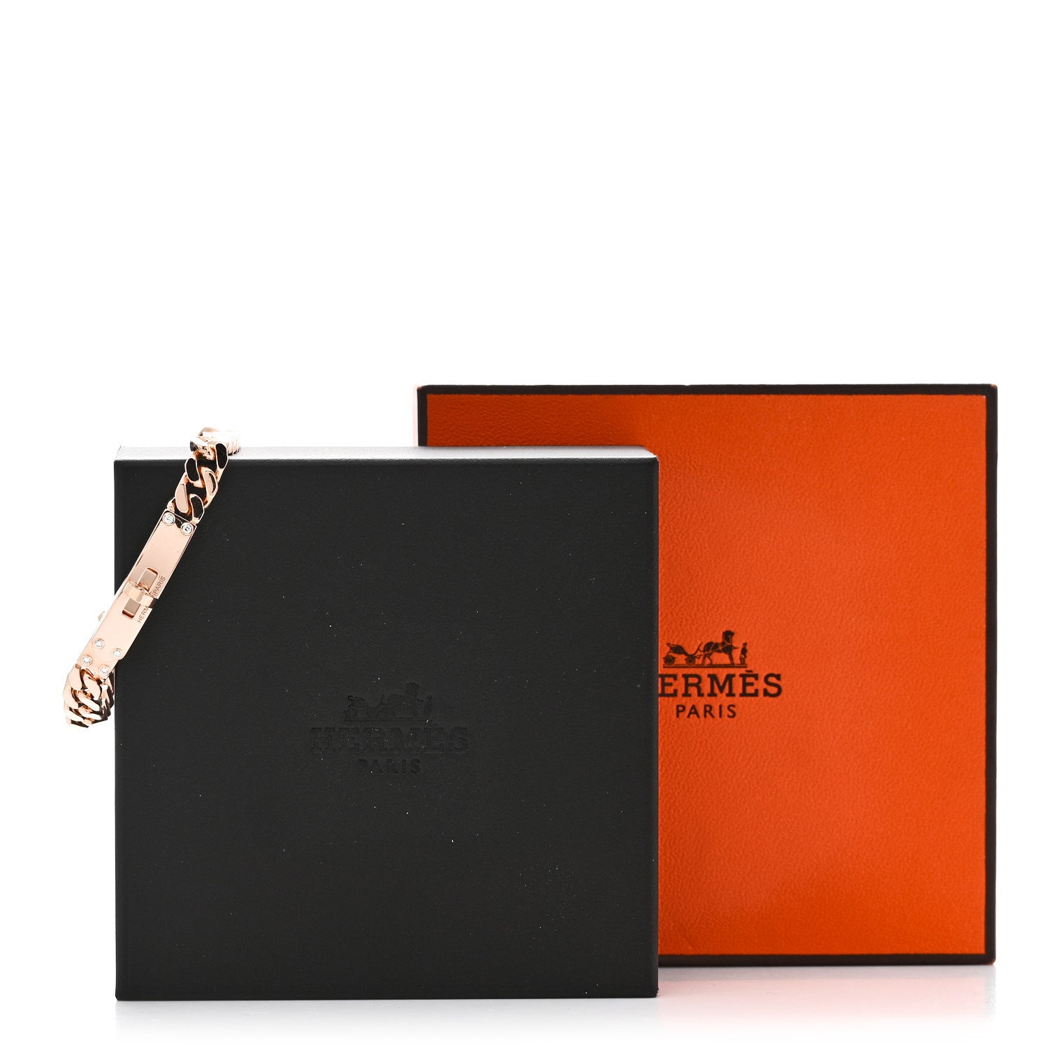 Hermes 18K Rose Gold Diamond PM Kelly Chaine Bracelet ST 5 of 5