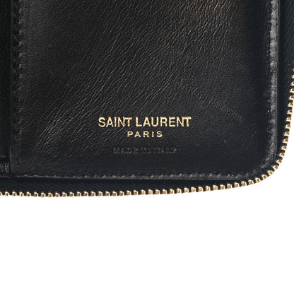 Saint Laurent Patent Matelasse Monogram Vicky Zip Around Card Holder Black 6 of 12