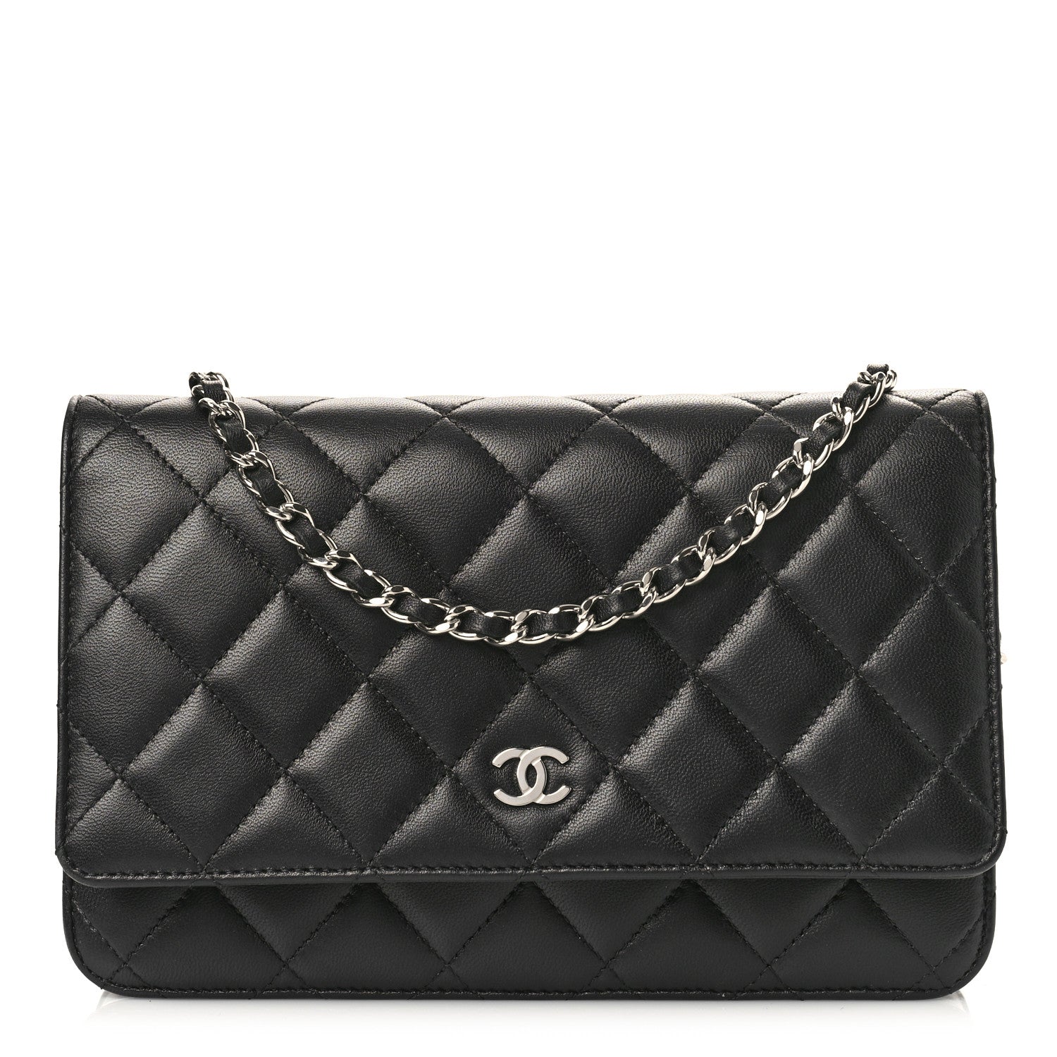 Chanel Lambskin Quilted Wallet On Chain WOC Black 1 of 10