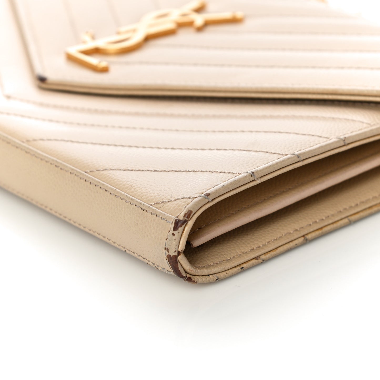 Grain De Poudre Matelasse Chevron Monogram Chain Wallet Dark Latte