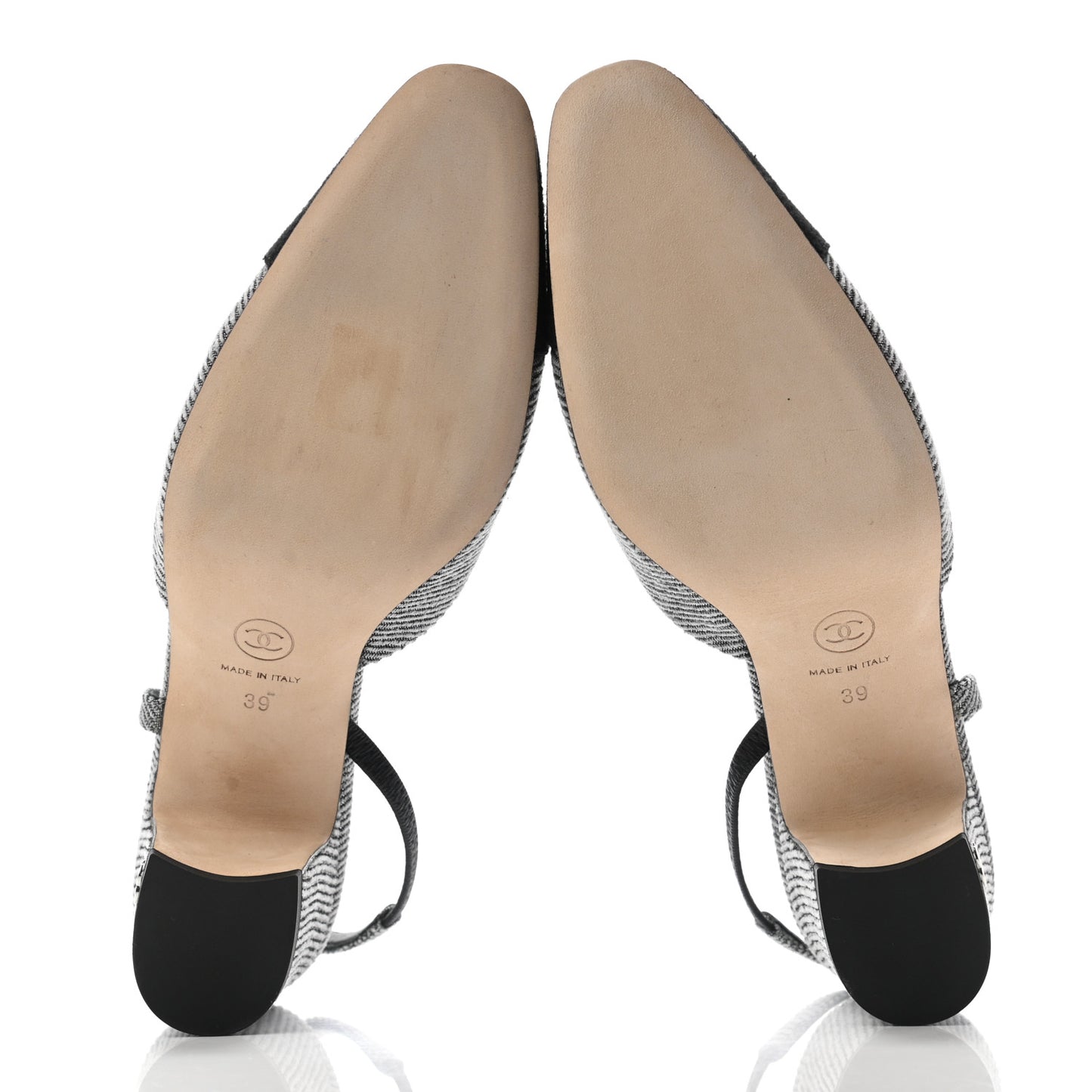 Tweed Cap Toe CC Slingback Pumps 39 Black Grey