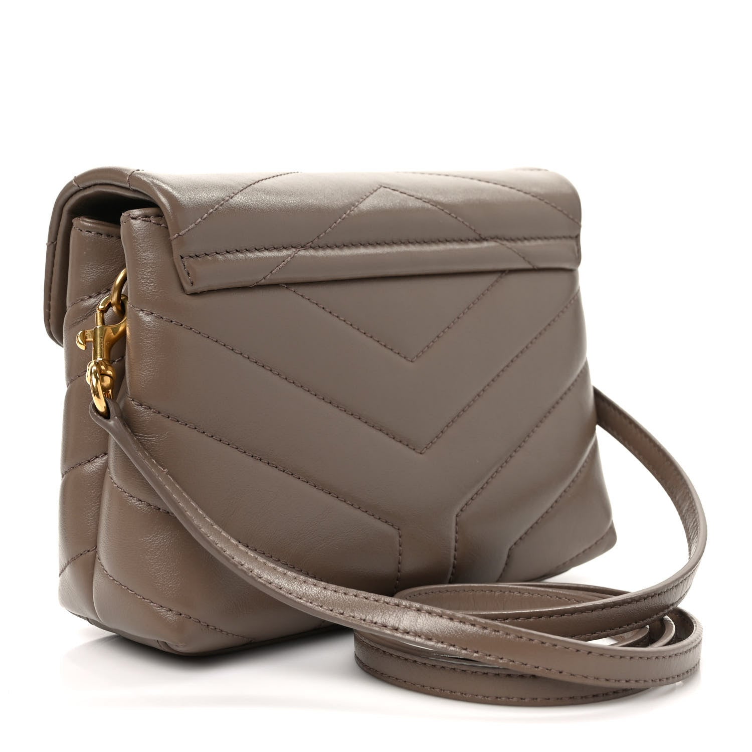 Saint Laurent Calfskin Y Quilted Monogram Toy Loulou Crossbody Bag Taupe 3 of 9