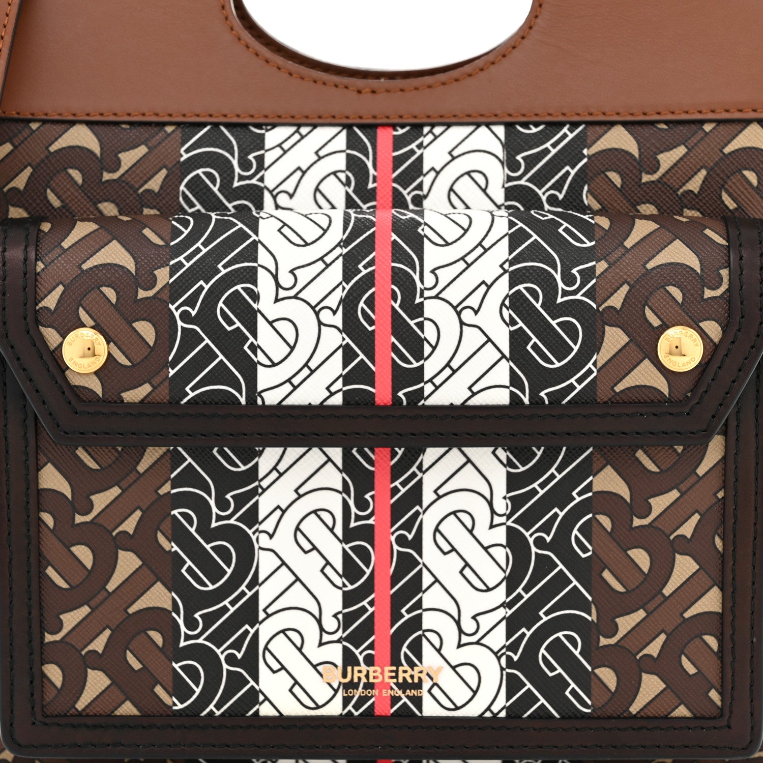 Burberry E-Canvas Monogram Stripe Mini Pocket Bag Bridle Brown 8 of 10
