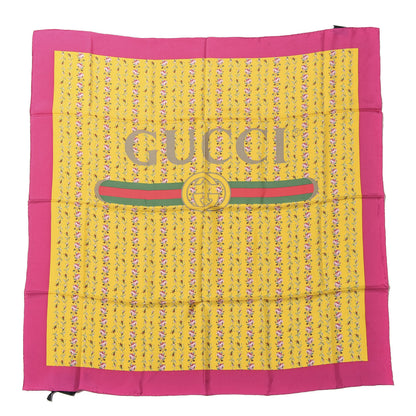 Gucci Silk Twill Gucci Rose Series Square Scarf Sun Pink 1 of 4