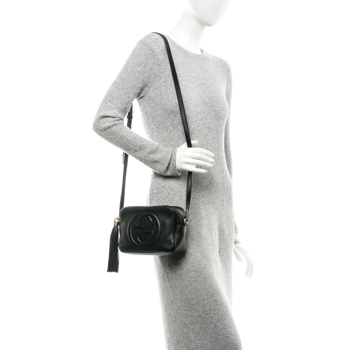 Pebbled Calfskin Small Soho Disco Bag Black