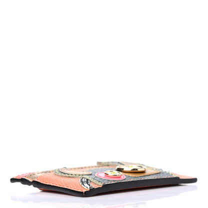 Burberry Calfskin Haymarket Check Creature Appliqué Card Case Multicolor 3 of 4