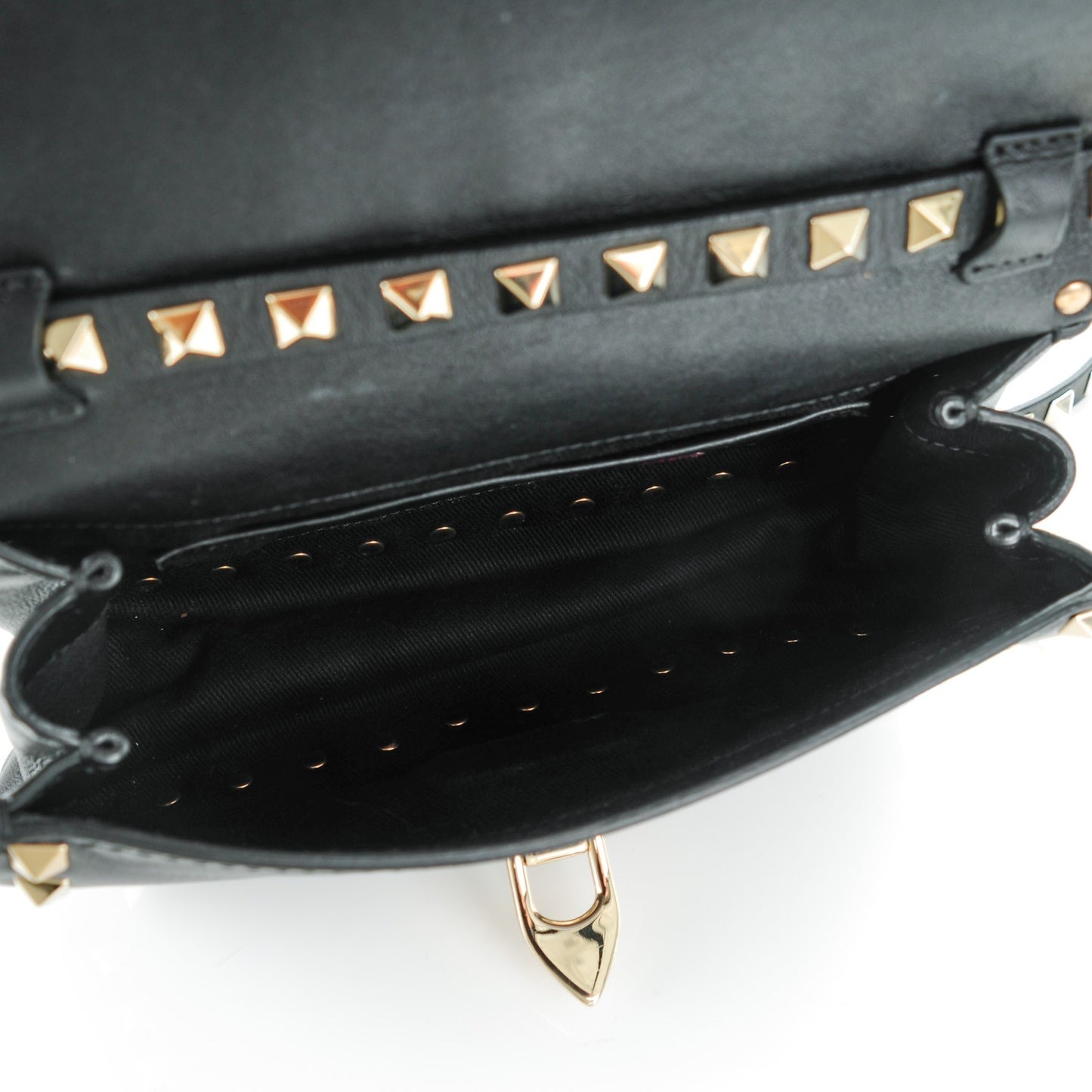 Vitello Mini Rockstud Flap Saddle Crossbody Bag Black