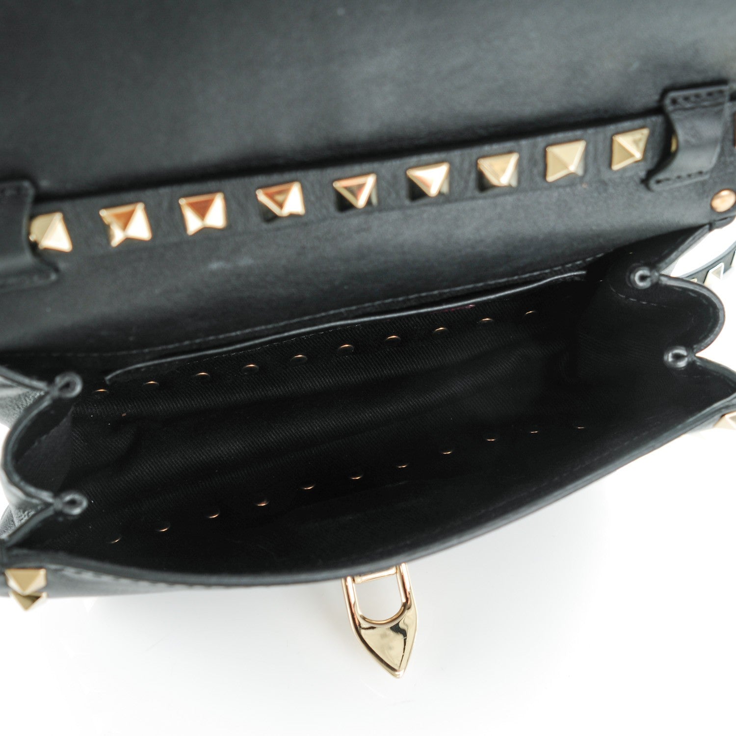 Valentino Garavani Vitello Mini Rockstud Flap Saddle Crossbody Bag Black 5 of 7