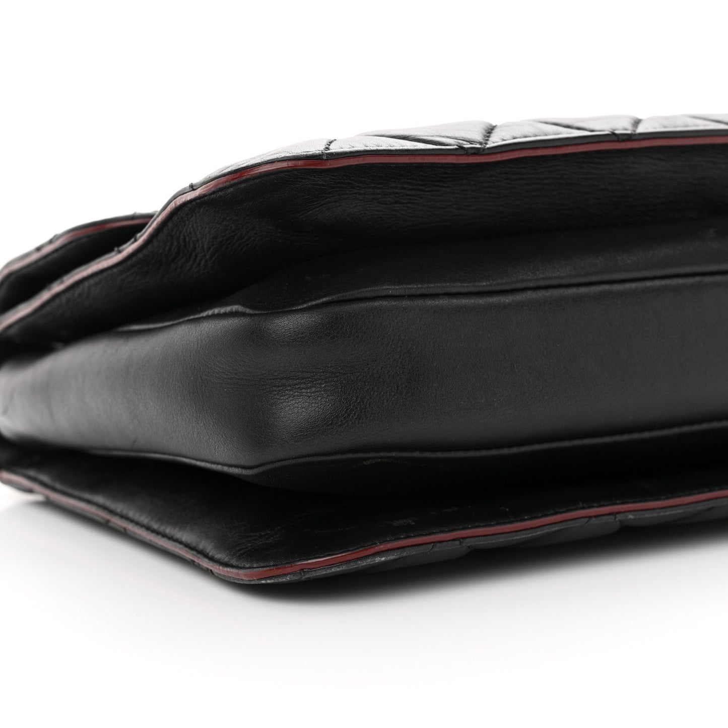 Calfskin Quilted Large Perfect Edge Flap Black