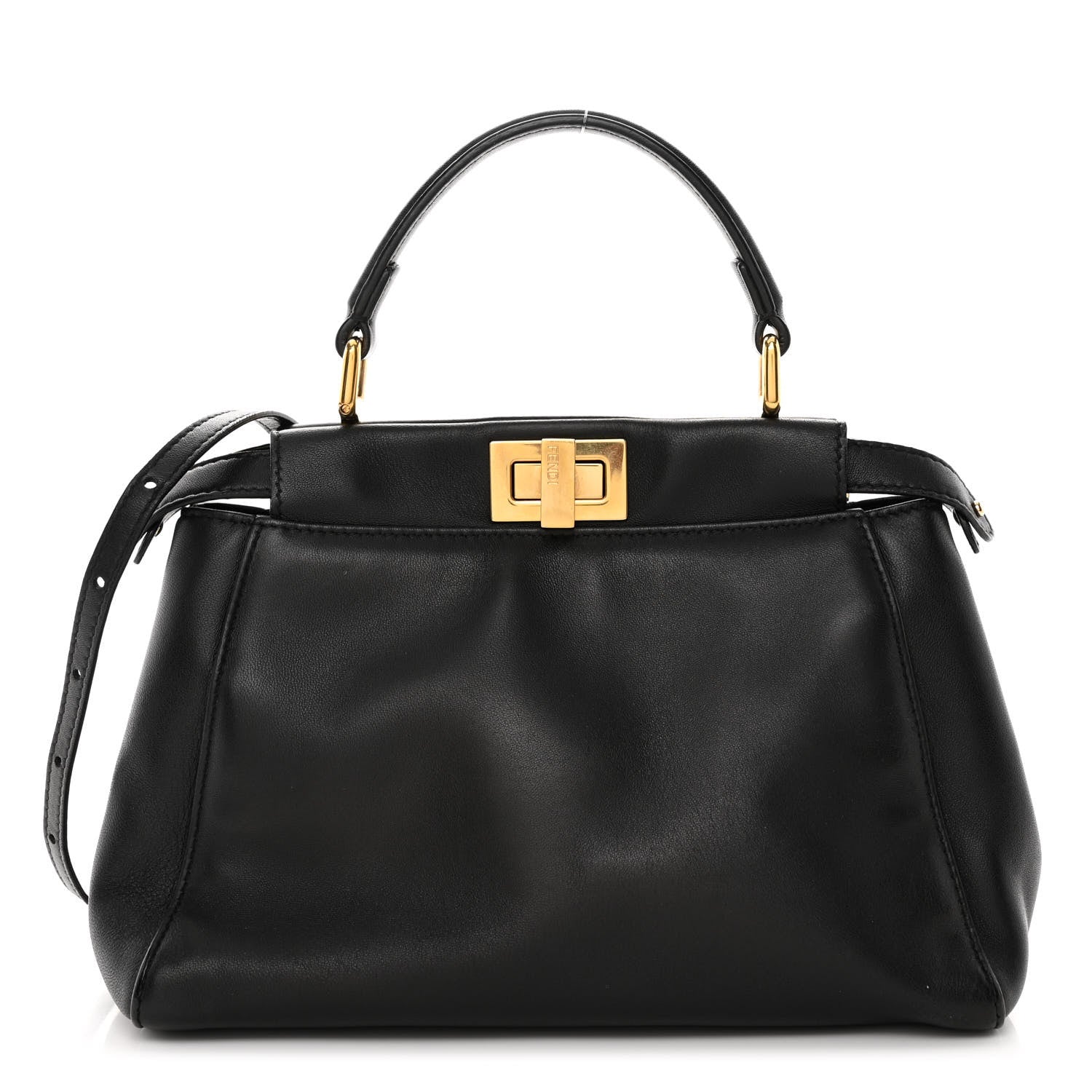 Fendi Nappa Mini Peekaboo Iconic Satchel Black 1 of 9
