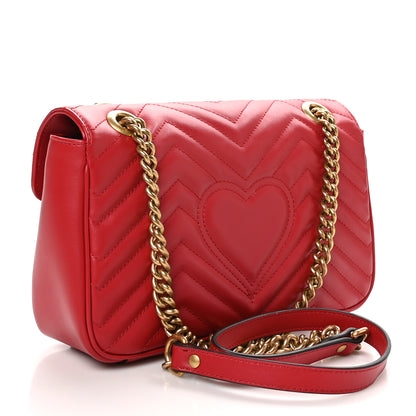 Gucci Calfskin Matelasse Small GG Marmont Shoulder Bag Hibiscus Red 3 of 10