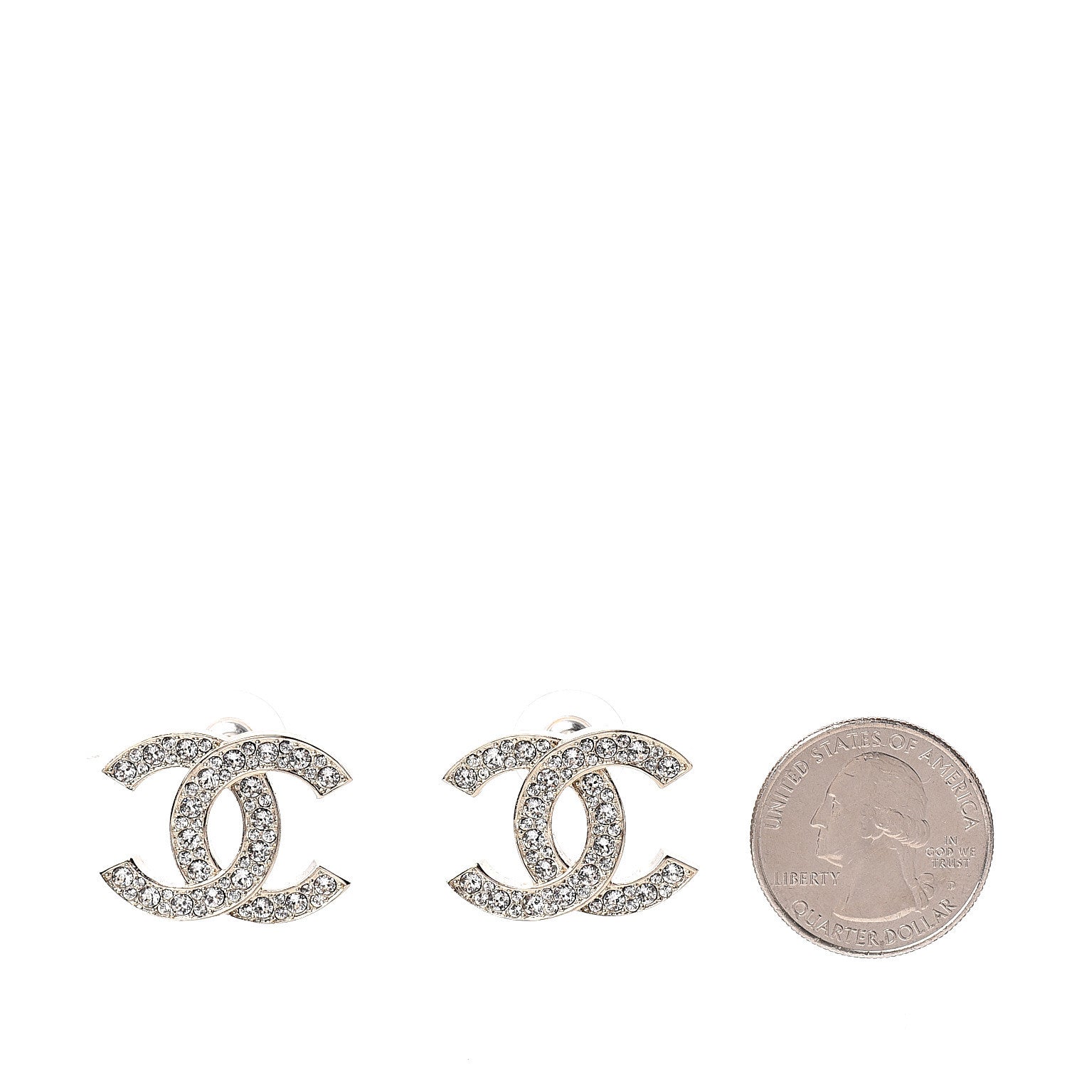 Chanel Crystal Timeless CC Earrings Silver 2 of 5