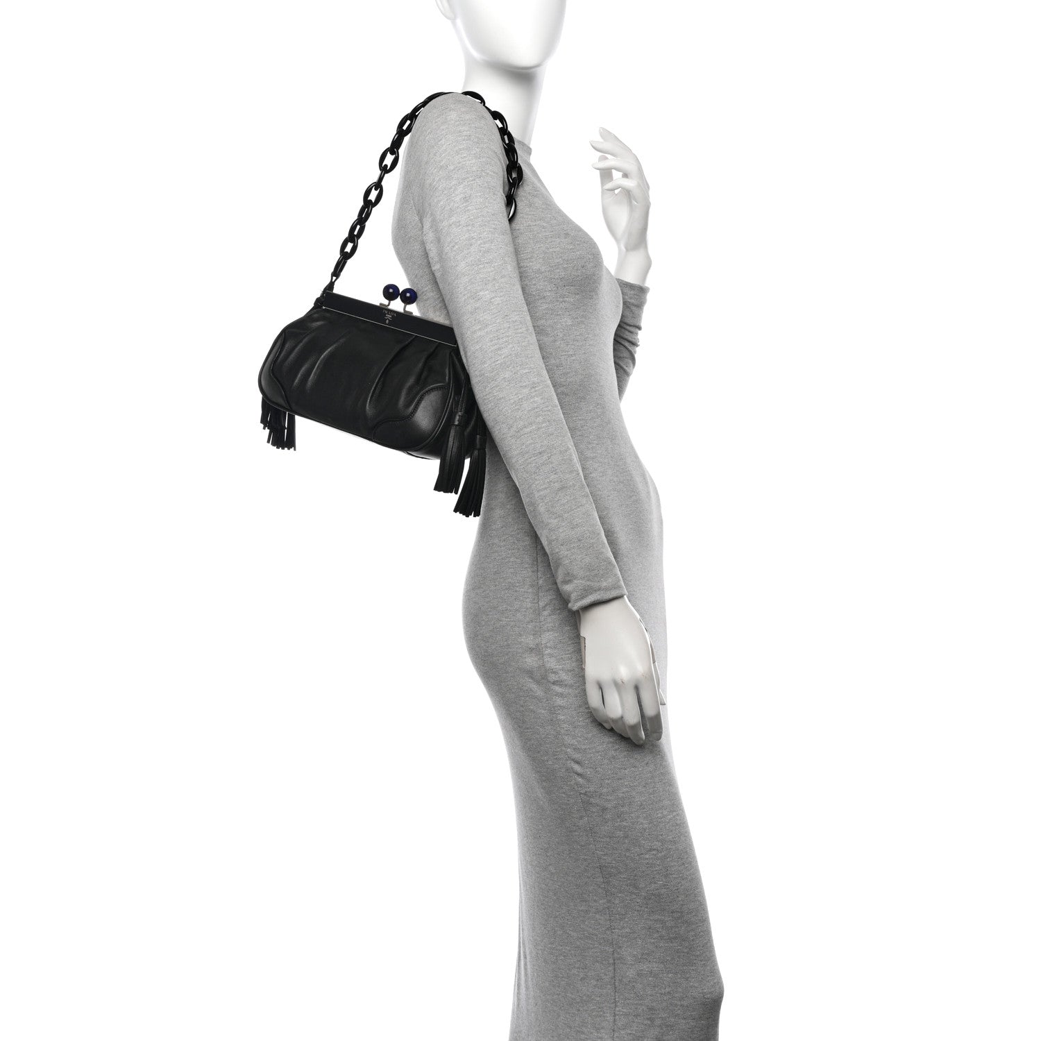 Prada Nappa Kisslock Small Frame Shoulder Bag Black 2 of 13