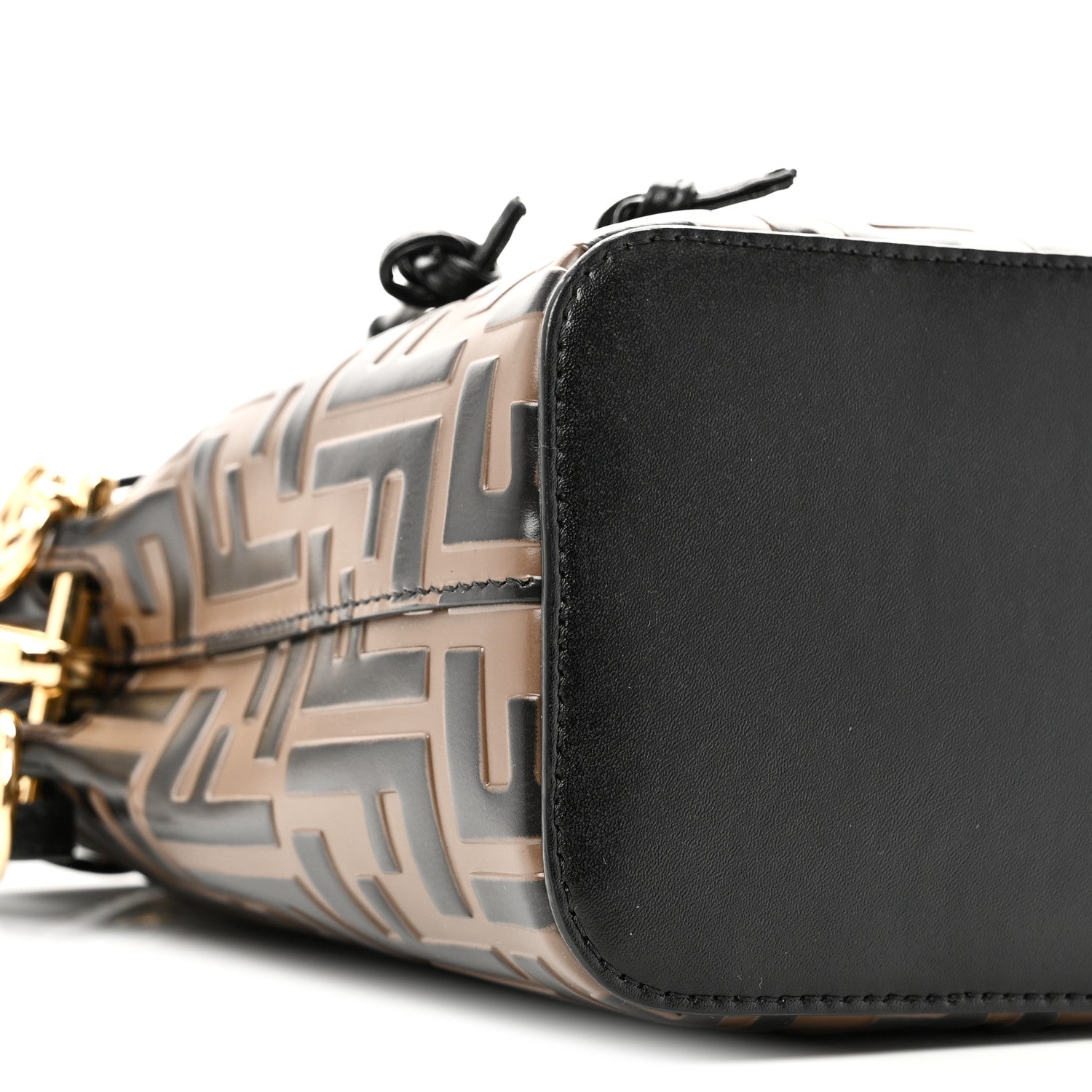 Fendi Vitello Liberty F is Fendi Bi-Color FF 1974 Embossed Mini Mon Tresor Bucket Bag Maya Black 10 of 12