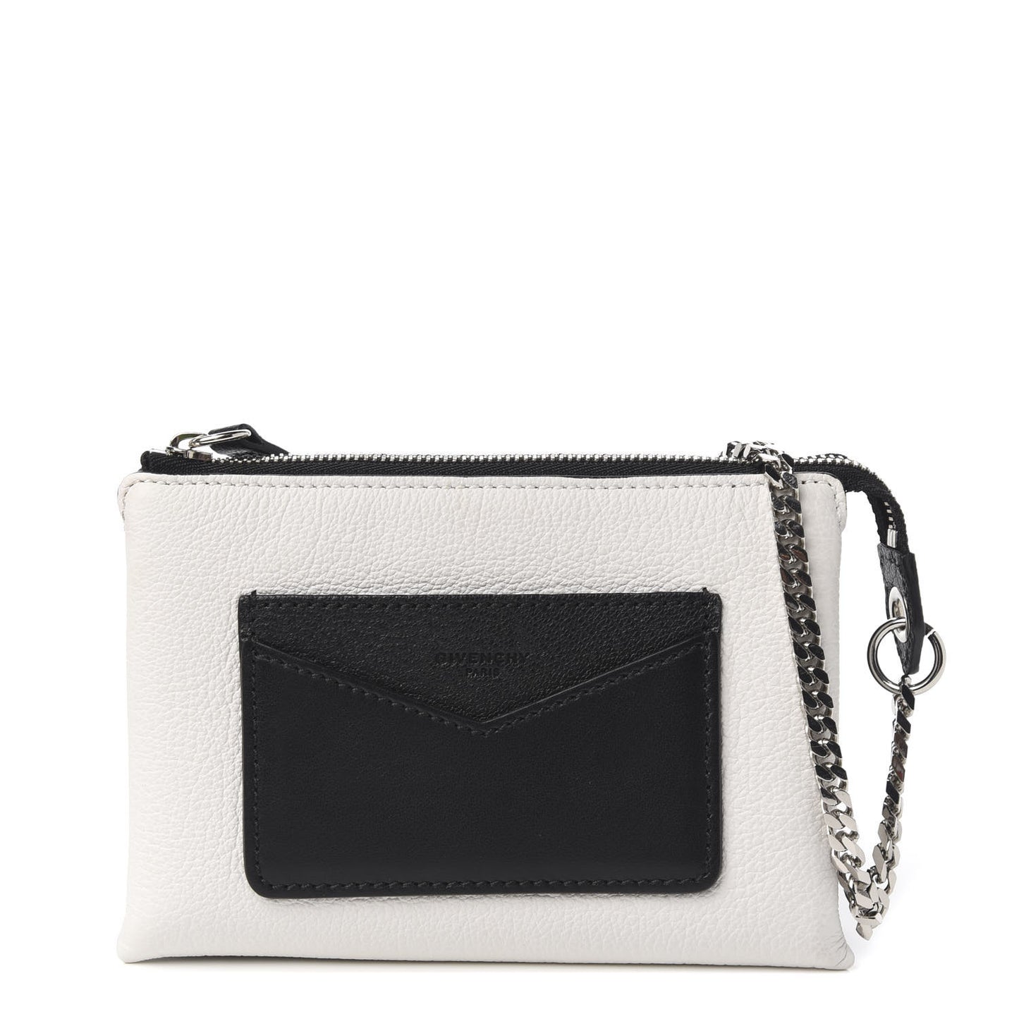 Calfskin Duetto Pouch Black White