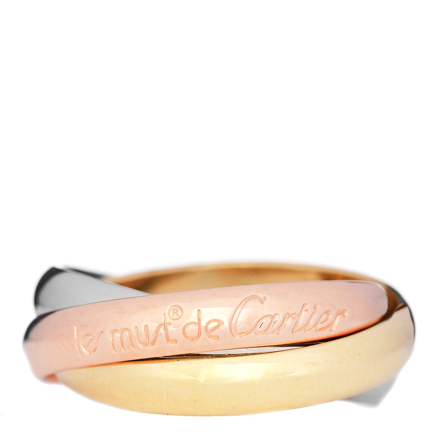 Cartier 18K Pink Yellow White Gold Classic Les Must De Cartier Trinity Ring 55 7.25 2 of 13
