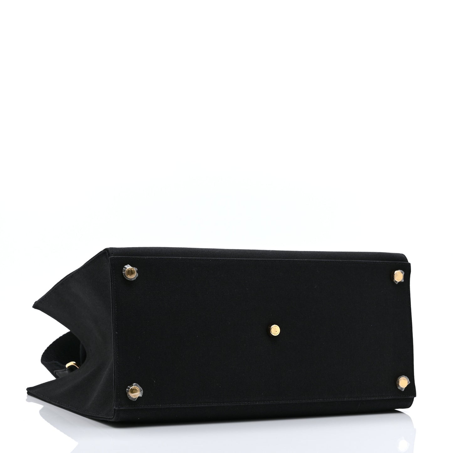 X VERSACE Cotton Canvas Cuoio Romano Fendace Logo Embroidered Signature Shopping Tote Black Gold