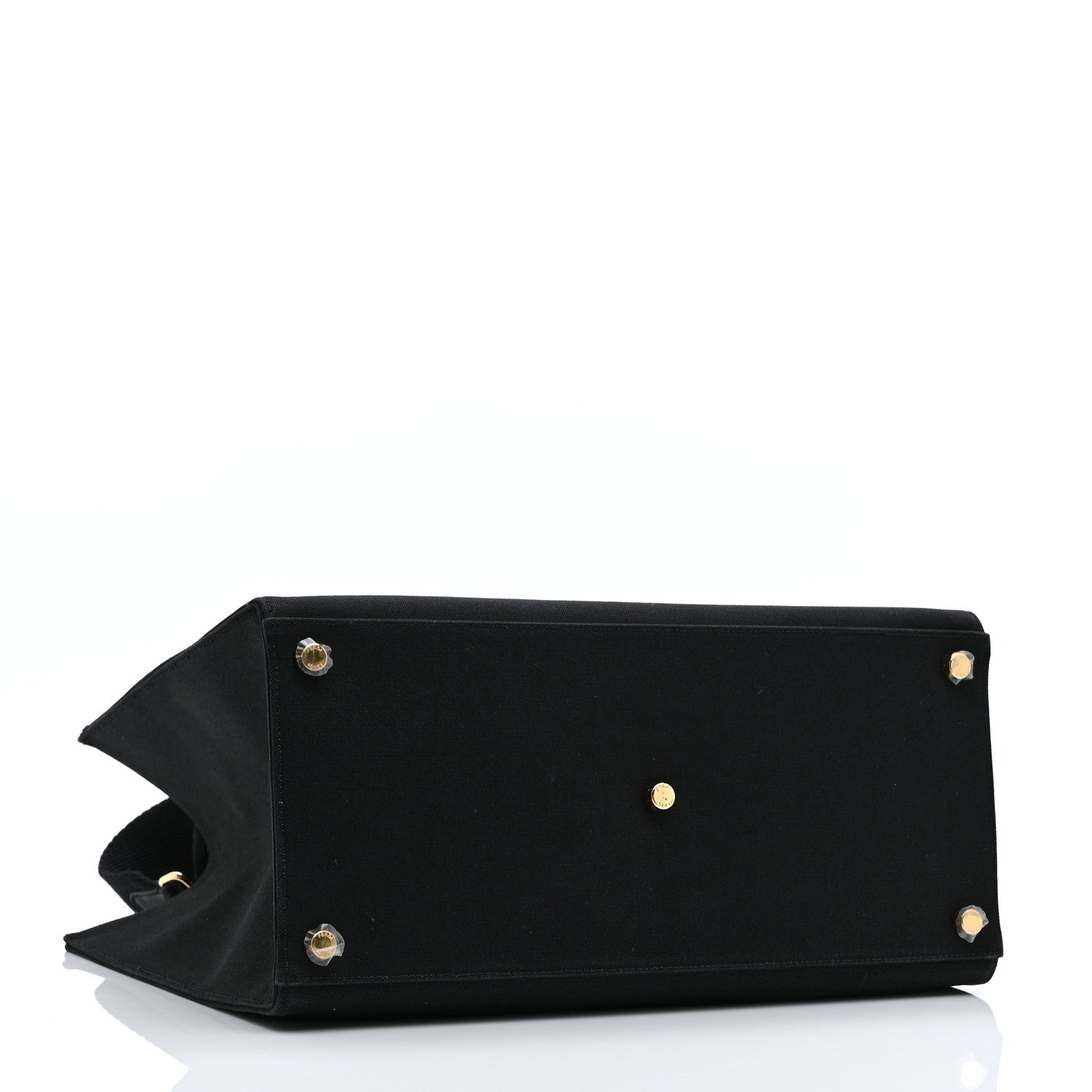 Fendi X VERSACE Cotton Canvas Cuoio Romano Fendace Logo Embroidered Signature Shopping Tote Black Gold 4 of 11