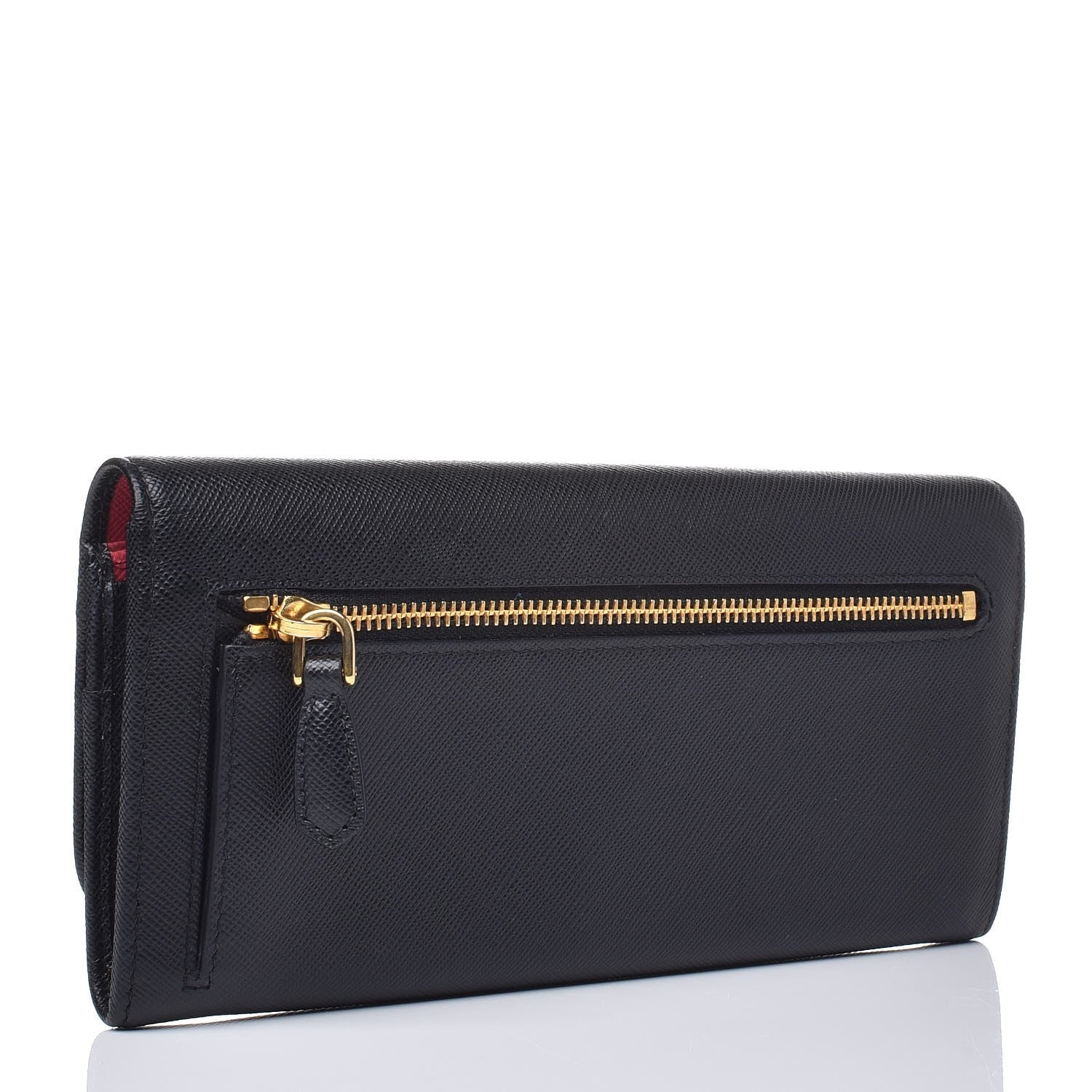 Prada Saffiano Colour Continental Flap Wallet Black Peonia 3 of 7