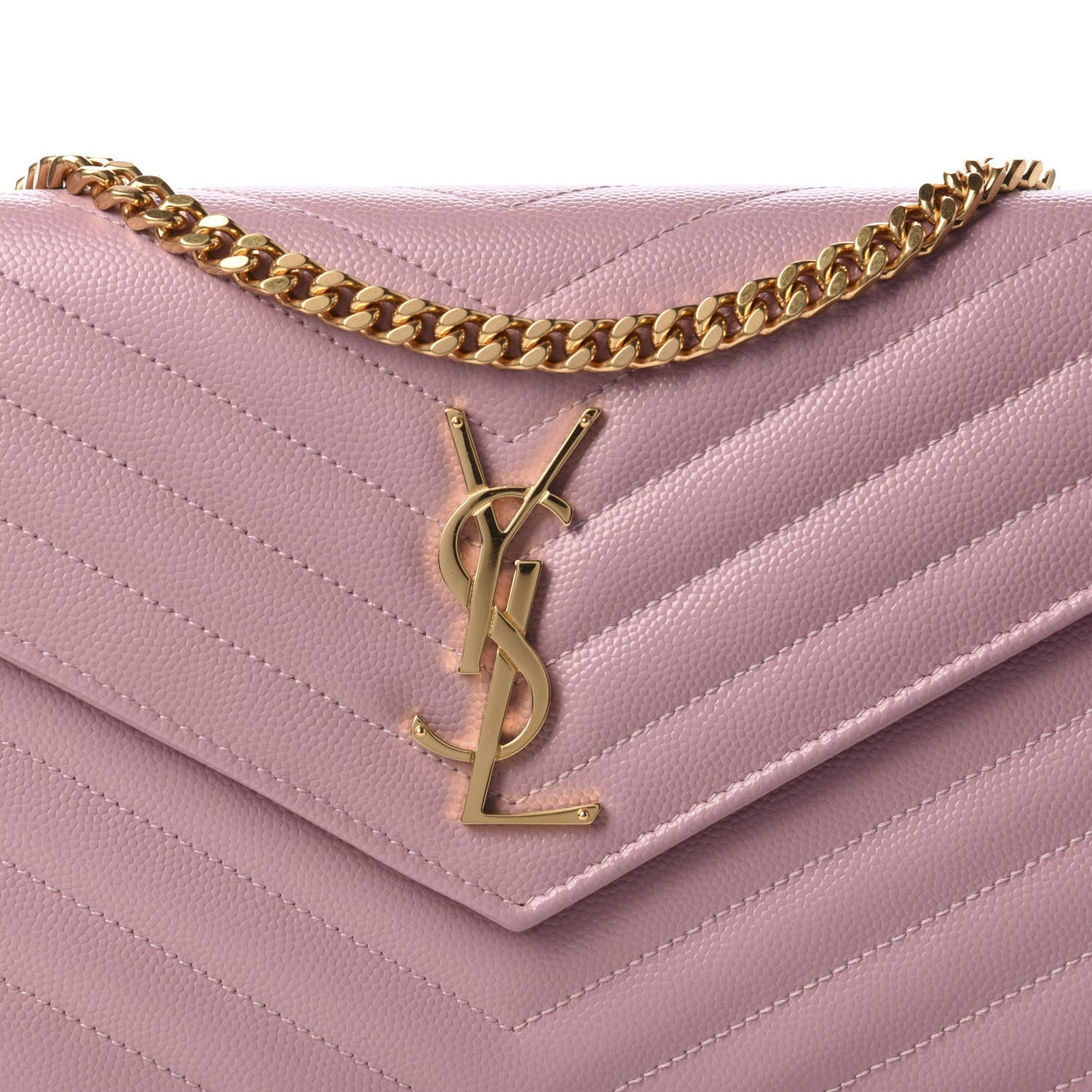 Grain De Poudre Matelasse Chevron Monogram Chain Wallet Tender Pink