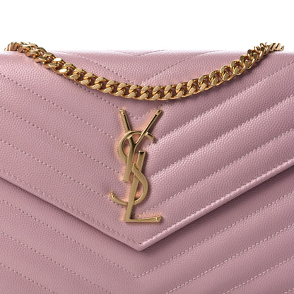 Saint Laurent Grain De Poudre Matelasse Chevron Monogram Chain Wallet Tender Pink 10 of 11