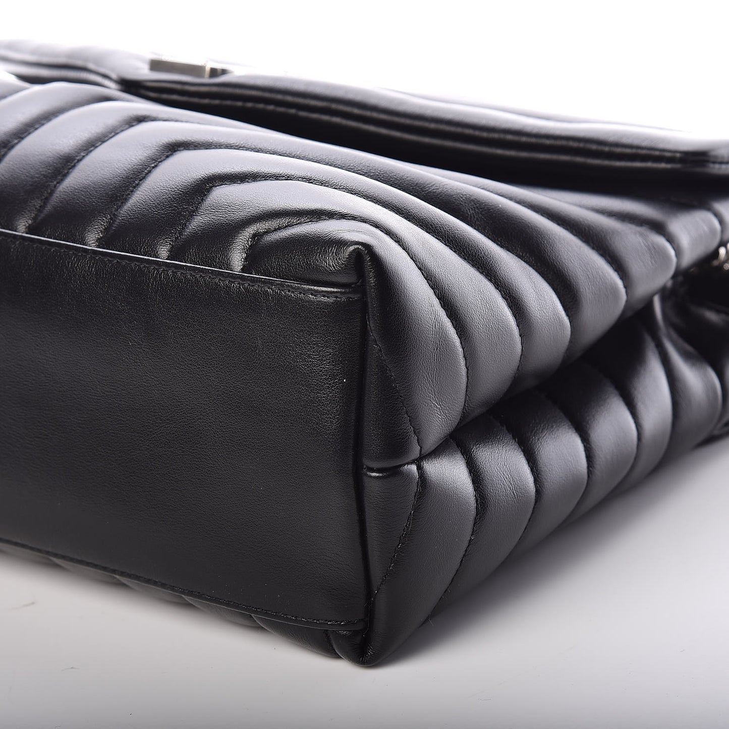 Calfskin Y Quilted Monogram Medium Loulou Chain Satchel Black