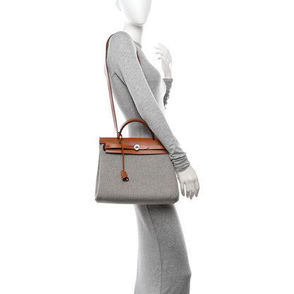 Hermes Vache Hunter Criss Viking Herbag Zip Retourne 31 PM Ecru Black Fauve 2 of 12