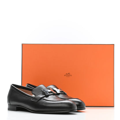 Hermes Goatskin Womens Paris Loafers 35 Black 9 of 9