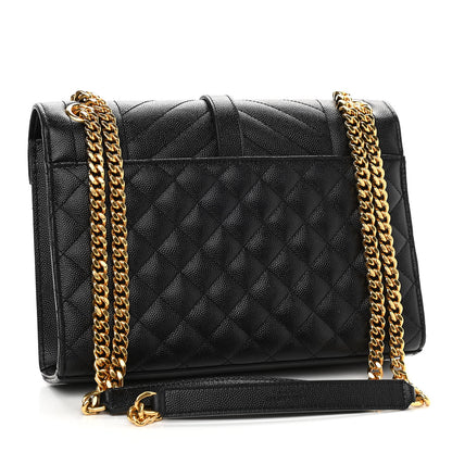 Saint Laurent Grain De Poudre Textured Mixed Matelasse Triquilt Medium Monogram Satchel Black 3 of 10