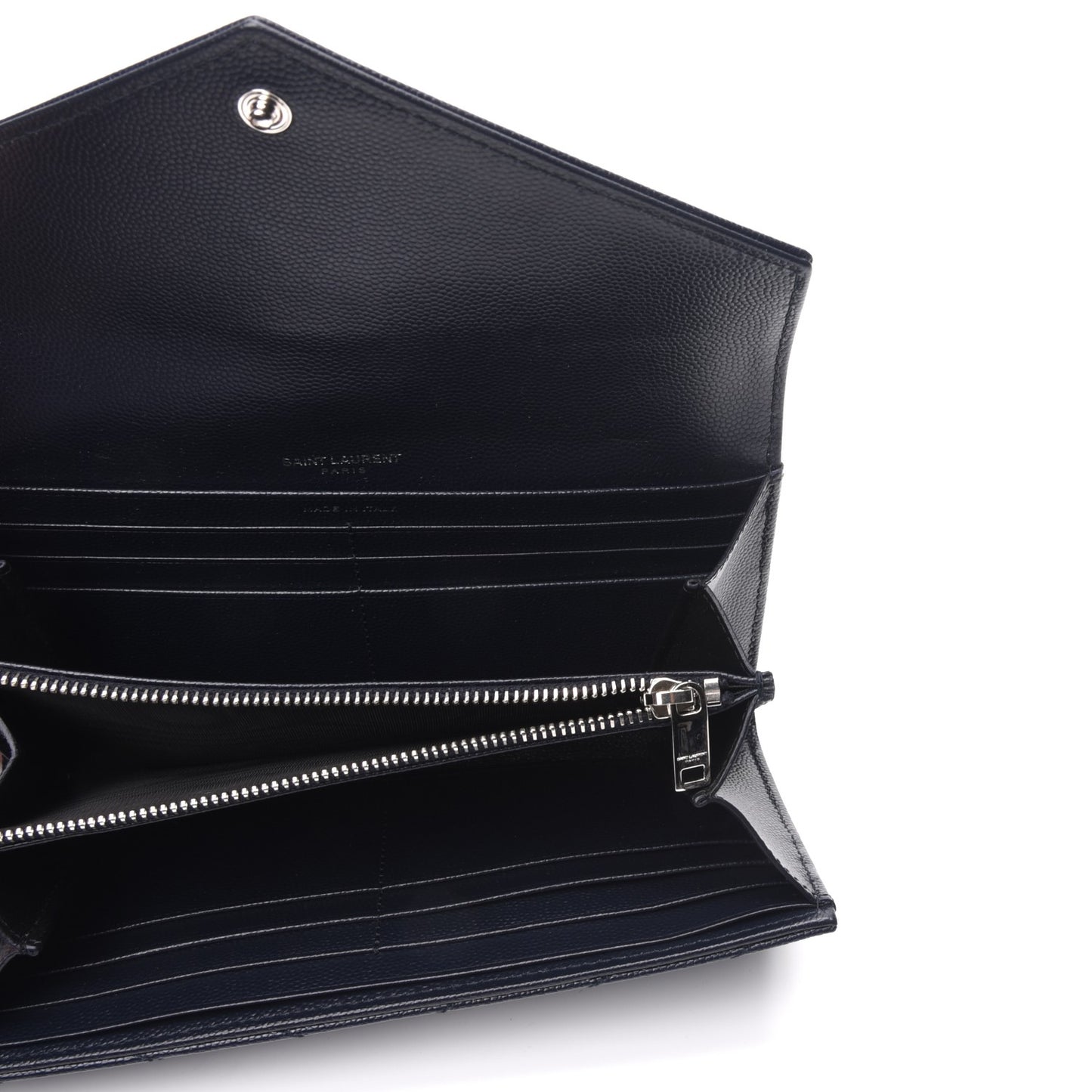 Grain De Poudre Matelasse Chevron Monogram Flap Wallet Navy