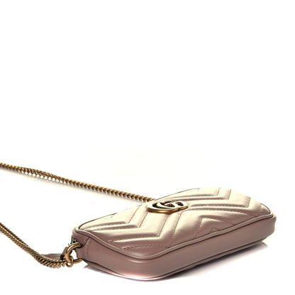 Gucci Calfskin Matelasse Mini GG Marmont Chain Crossbody Bag Porcelain Rose 4 of 9