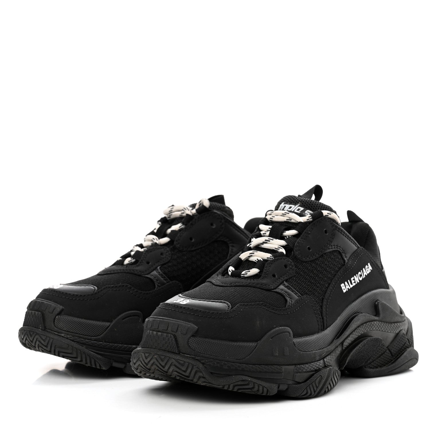 Balenciaga Fabric Mesh Womens Triple S Sneakers 38 Black 3 of 8