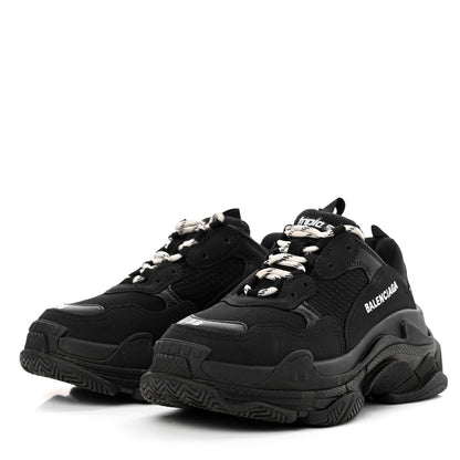 Balenciaga Fabric Mesh Womens Triple S Sneakers 38 Black 3 of 8