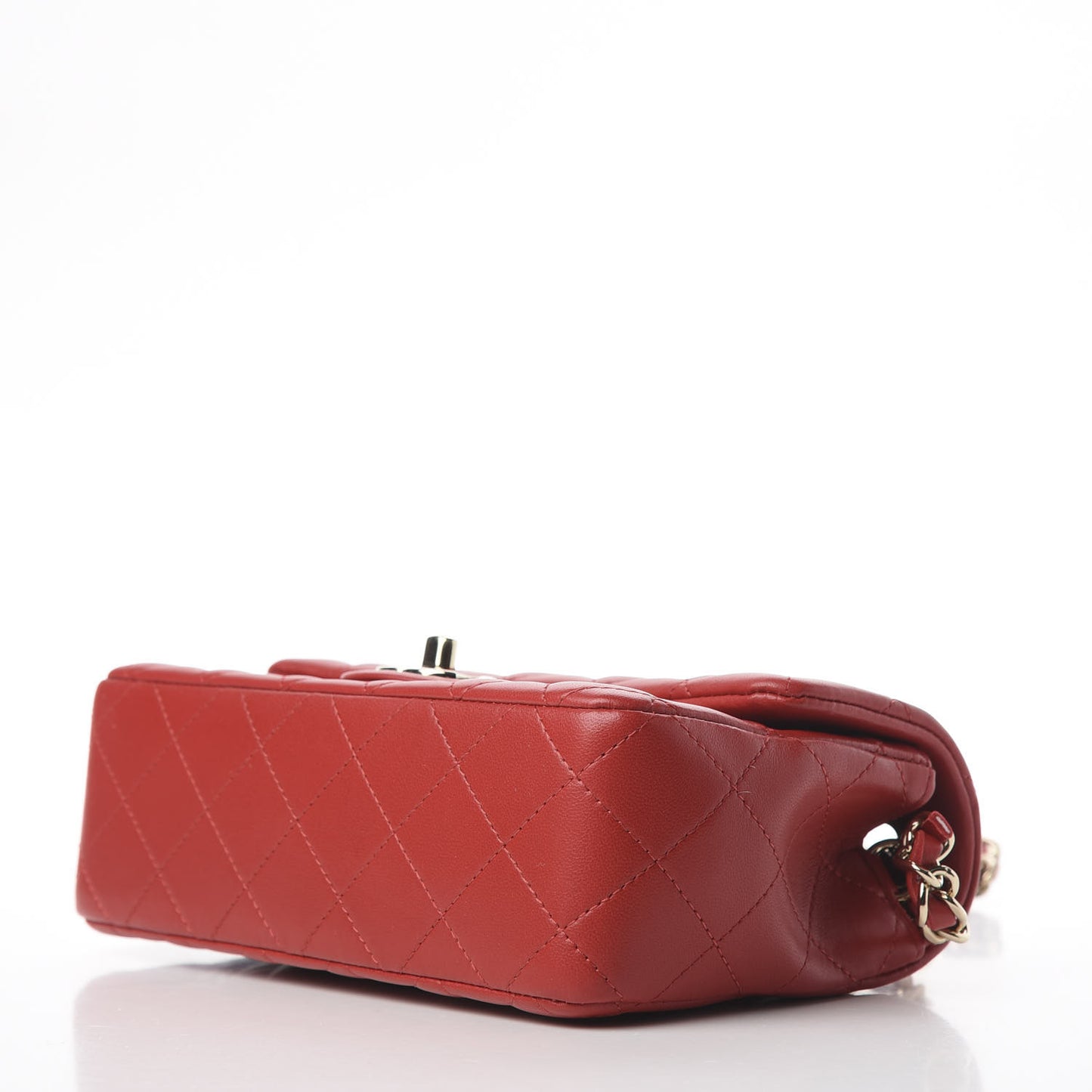 Lambskin Quilted Mini Rectangular Flap Red