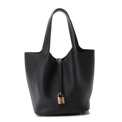 Hermes Taurillon Clemence Picotin Lock 22 MM Black 1 of 10