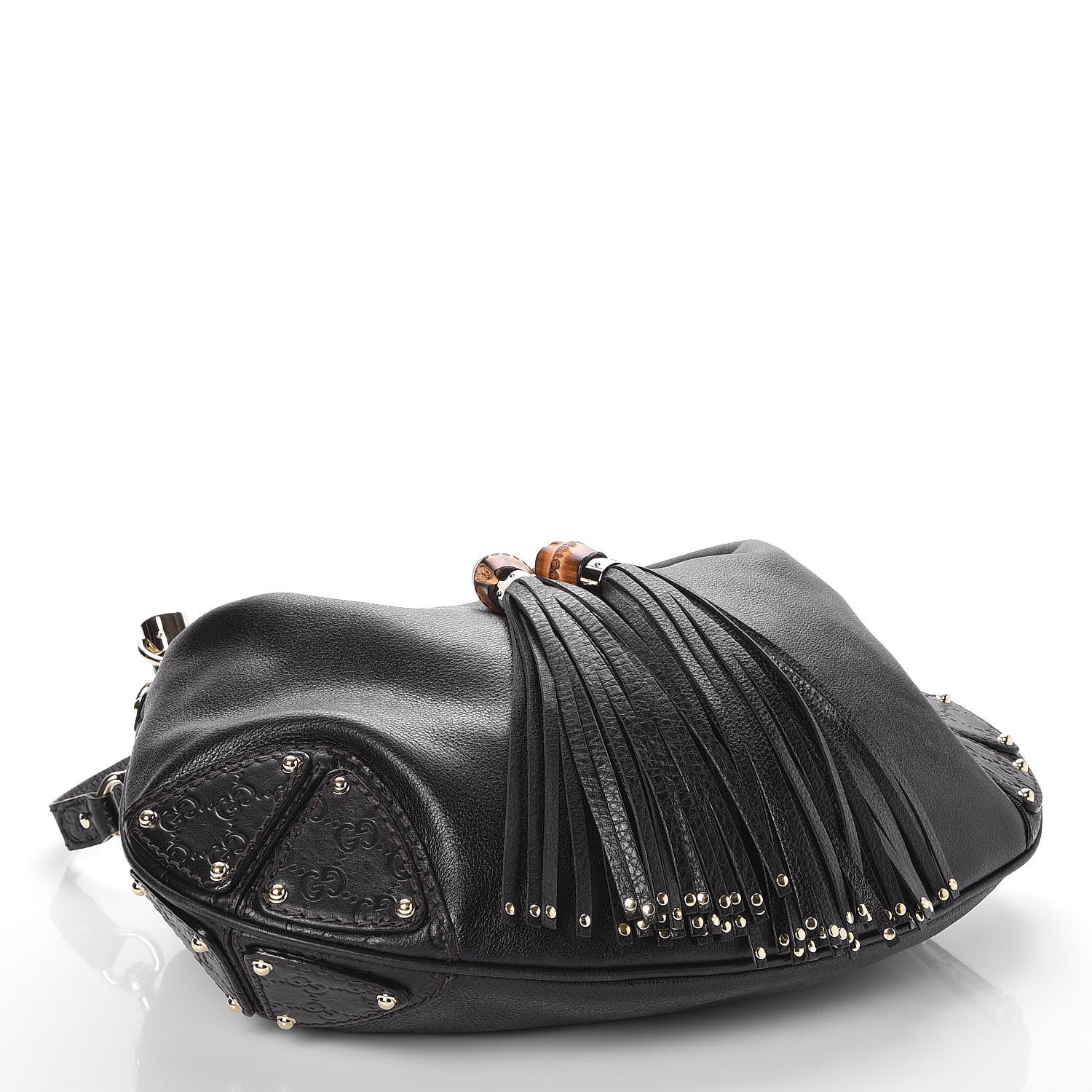 Gucci Calfskin Large Indy Top Handle Hobo Black 4 of 7