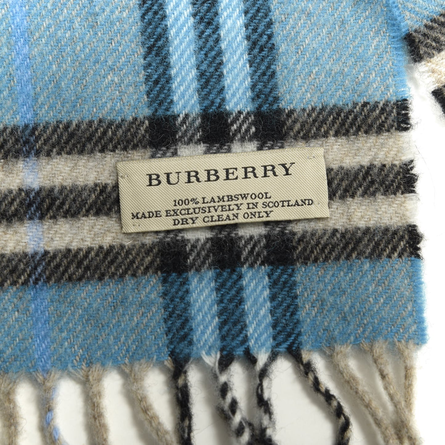 Lambswool Vintage Check Fringe Scarf Blue