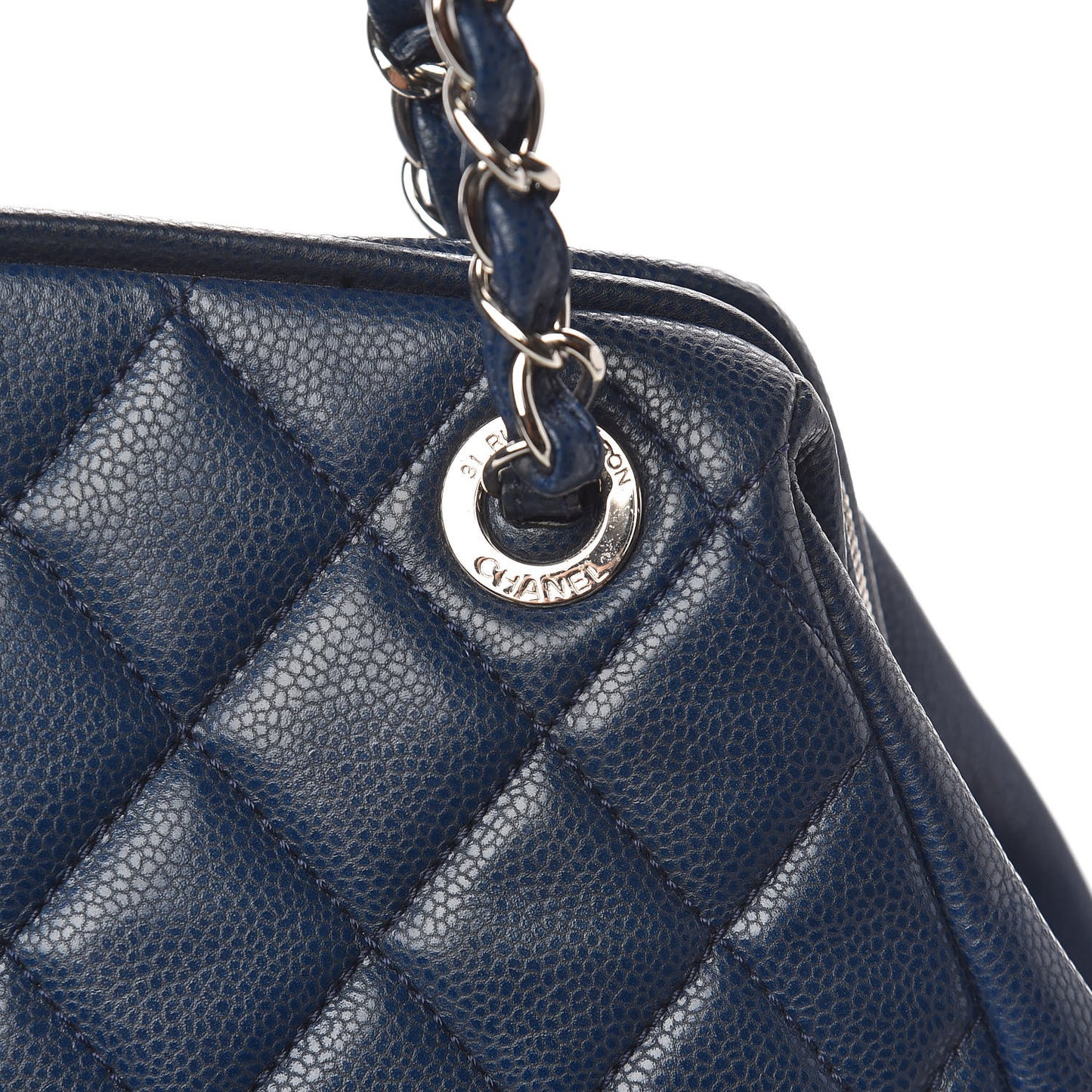 Caviar Quilted Framed Bowling Bag Navy