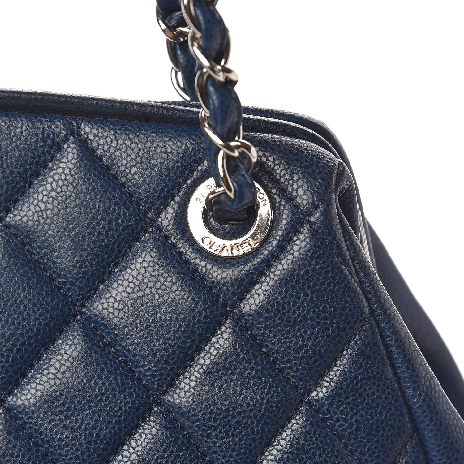 Chanel Caviar Quilted Framed Bowling Bag Navy 10 of 10