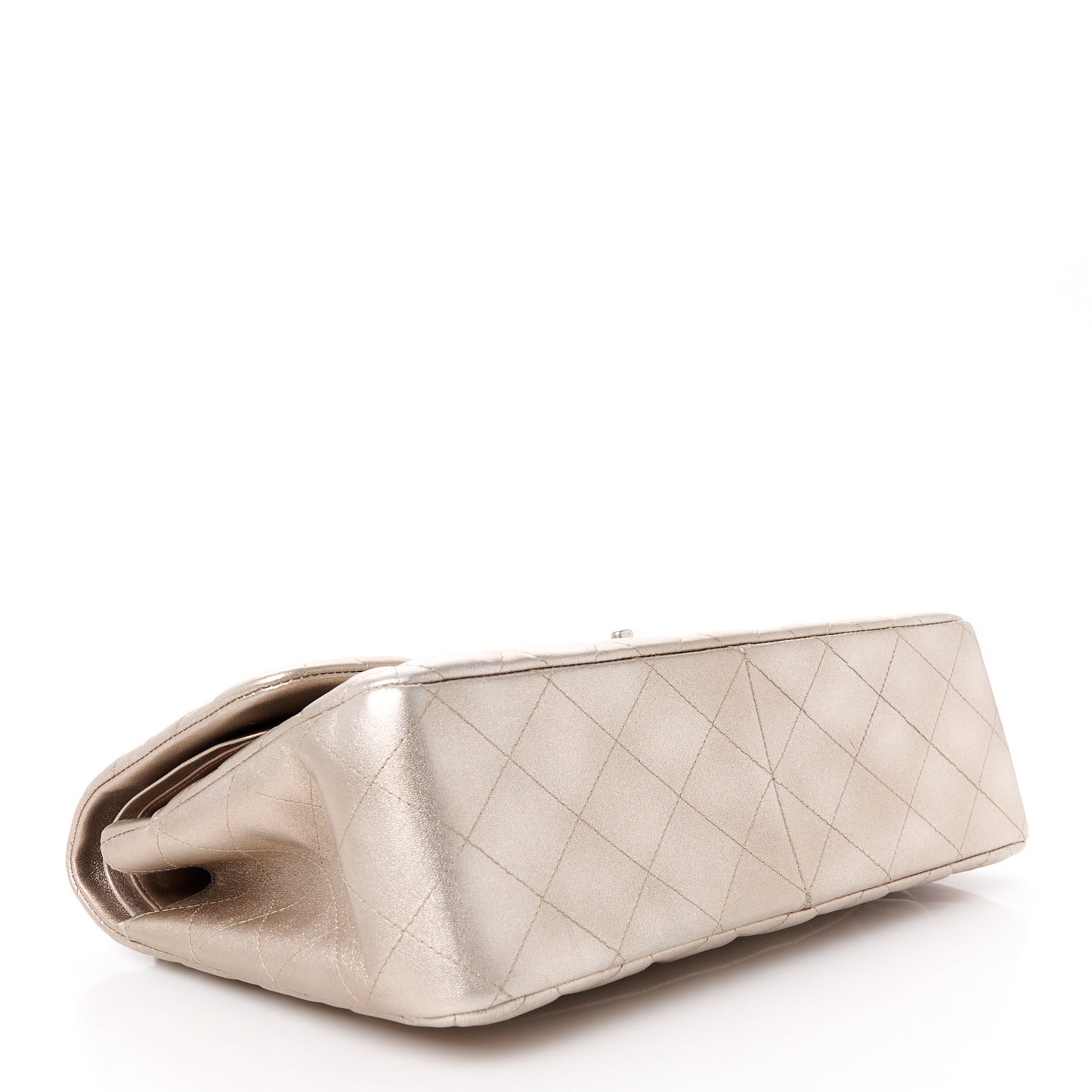 Metallic Lambskin Quilted Jumbo Double Flap Gold